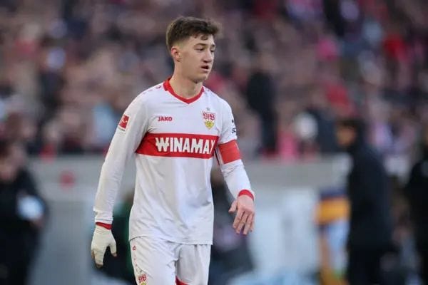 VfB Stuttgart midfielder Angelo Stiller in action during Bundesliga match