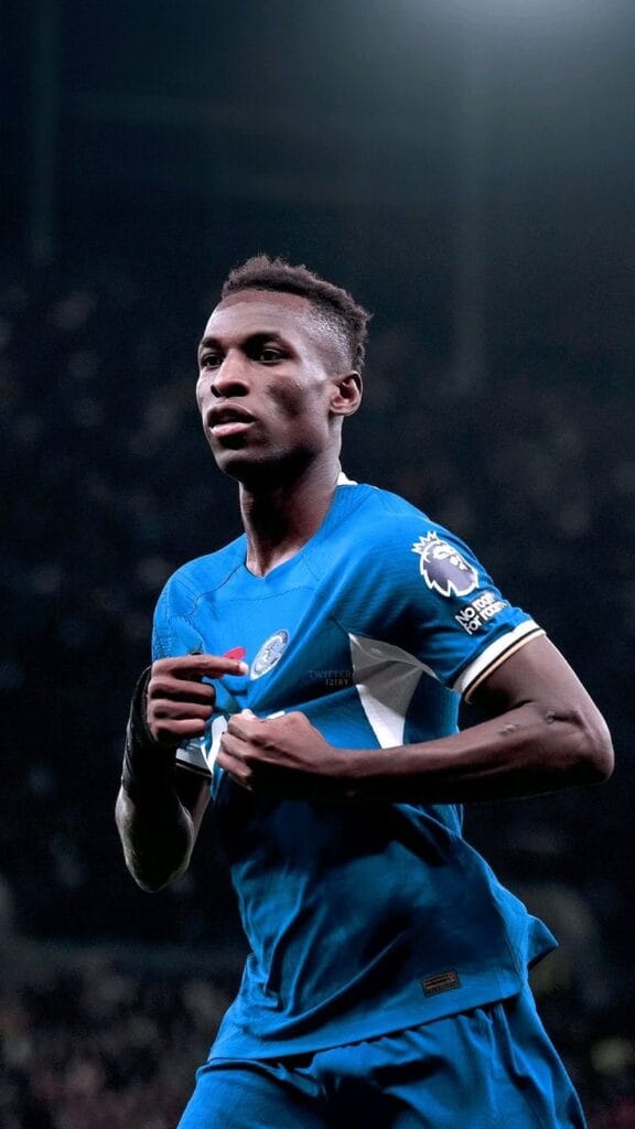 Nicholas Jackson _ Chelsea Chelsea forward Nicolas Jackson in action amid Bayern Munich transfer links