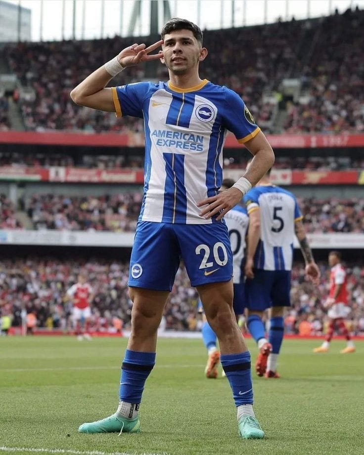 Julio Enciso in Brighton kit ahead of Blueco transfer medical in london Julio Enciso in Brighton kit ahead of Blueco transfer medical in london