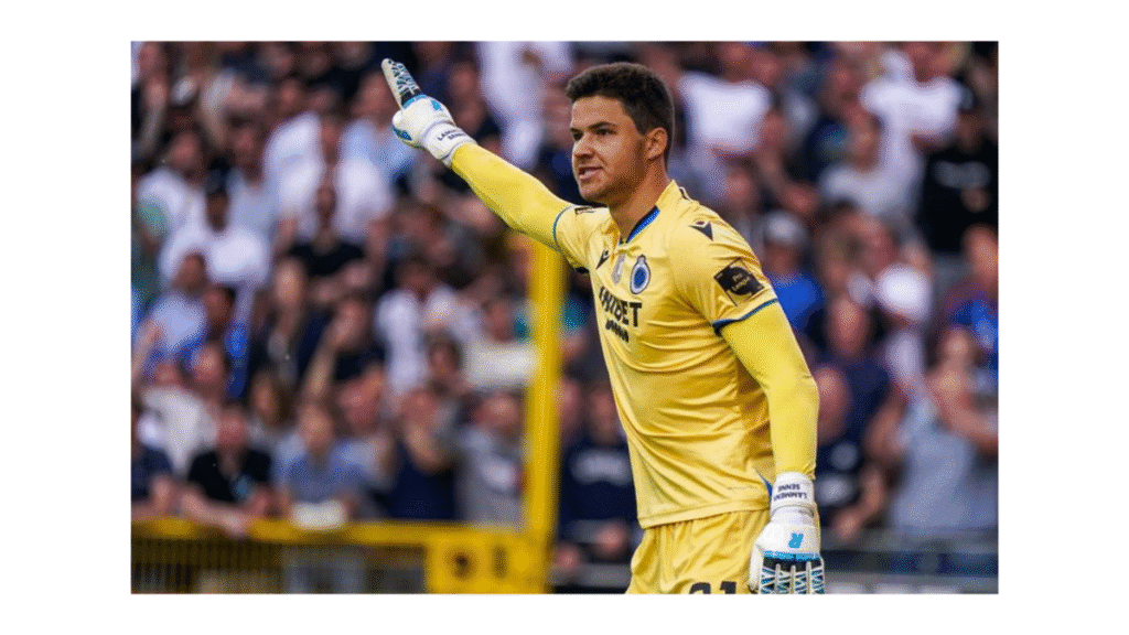 Untitled design(10) Belgian goalkeeper Senne Lammens in action during a match amid Manchester United transfer talks